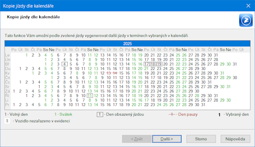 GLX: Šikovná funkce Kopie jízdy dle kalendáře vám výrazně zrychlí a usnadní práci při hromadném vytváření jízd