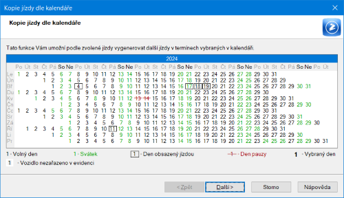 GLX: Šikovná funkce Kopie jízdy dle kalendáře vám výrazně zrychlí a usnadní práci při hromadném vytváření jízd