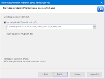 Nově si můžete vybrat mezi ručním zavedením dat nebo načtením již vytvořeného souboru
