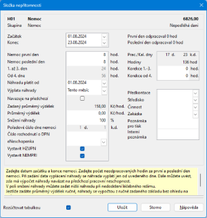Na dialogu složek nepřítomnosti je nově přidána volba Vystavit NEMPRI, která je určující pro vystavení podání NEMPRI.