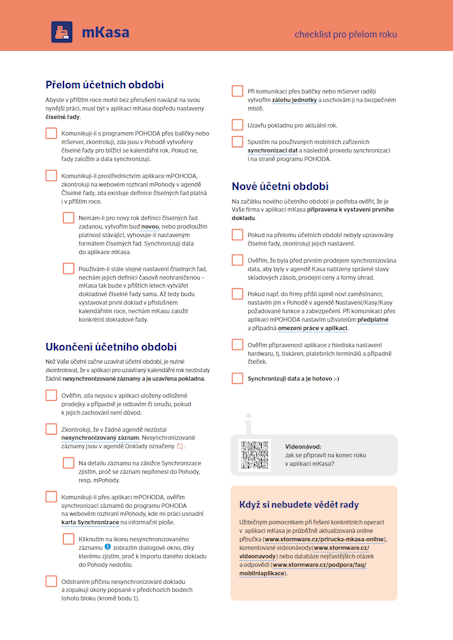 Checklist pro přelom roku v aplikaci mKasa