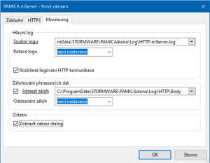 Do nastavení instance mServeru jsme přidali záložku „Monitoring“.