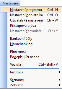 Nastavení programu (CTRL+N)